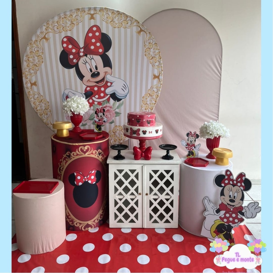 B-Kit Diamante Minnie Vermelha Listras - Tl pegue e monte 