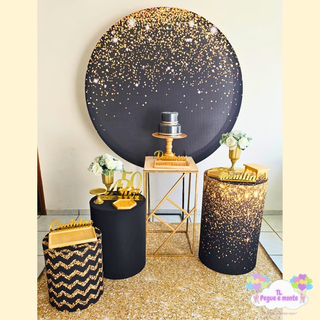 C-Kit Ouro Preto Com Glitter Dourado  - Tl pegue e monte 