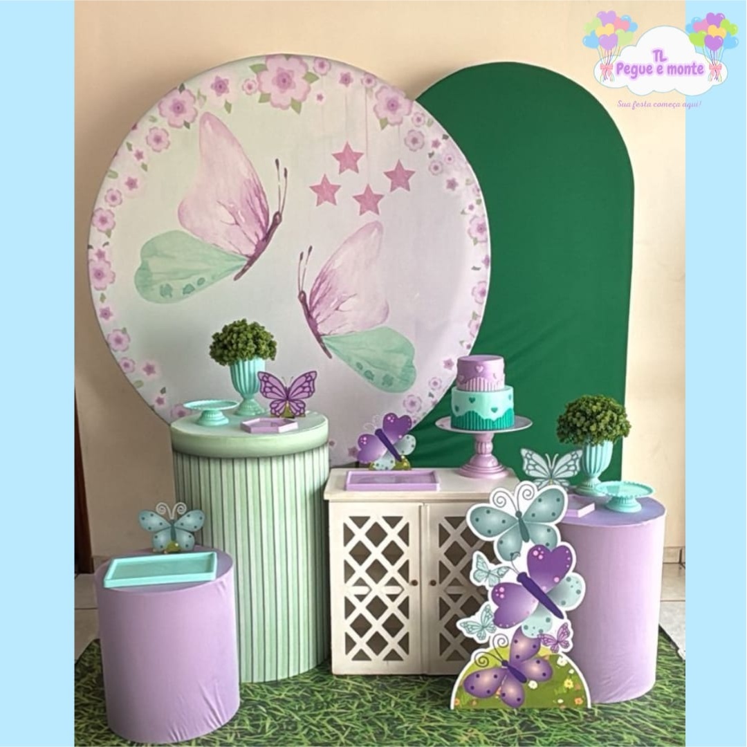 B-Kit Diamante Borboleta Lilas E Verde Agua   - Tl pegue e monte 
