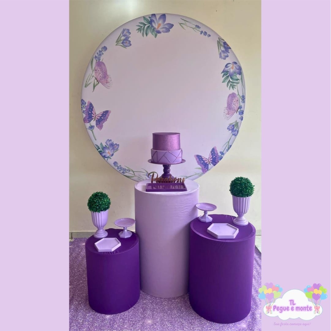 D-Kit Prata Cilindro Borboleta Lilas - Tl pegue e monte 