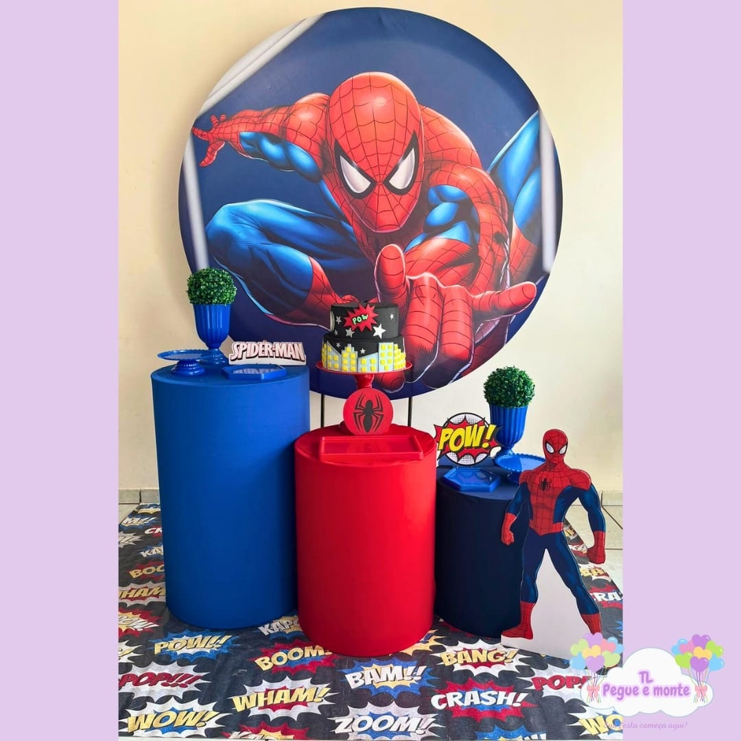 D-Kit Prata Cilindro Homem Aranha Azul - Tl pegue e monte 