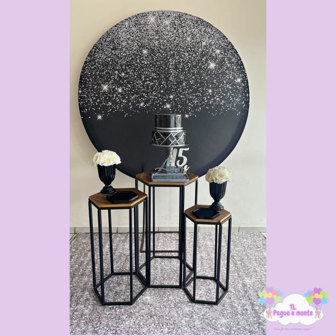 D-Kit Prata Mesa Preto Com Glitter Prata - Tl pegue e monte 