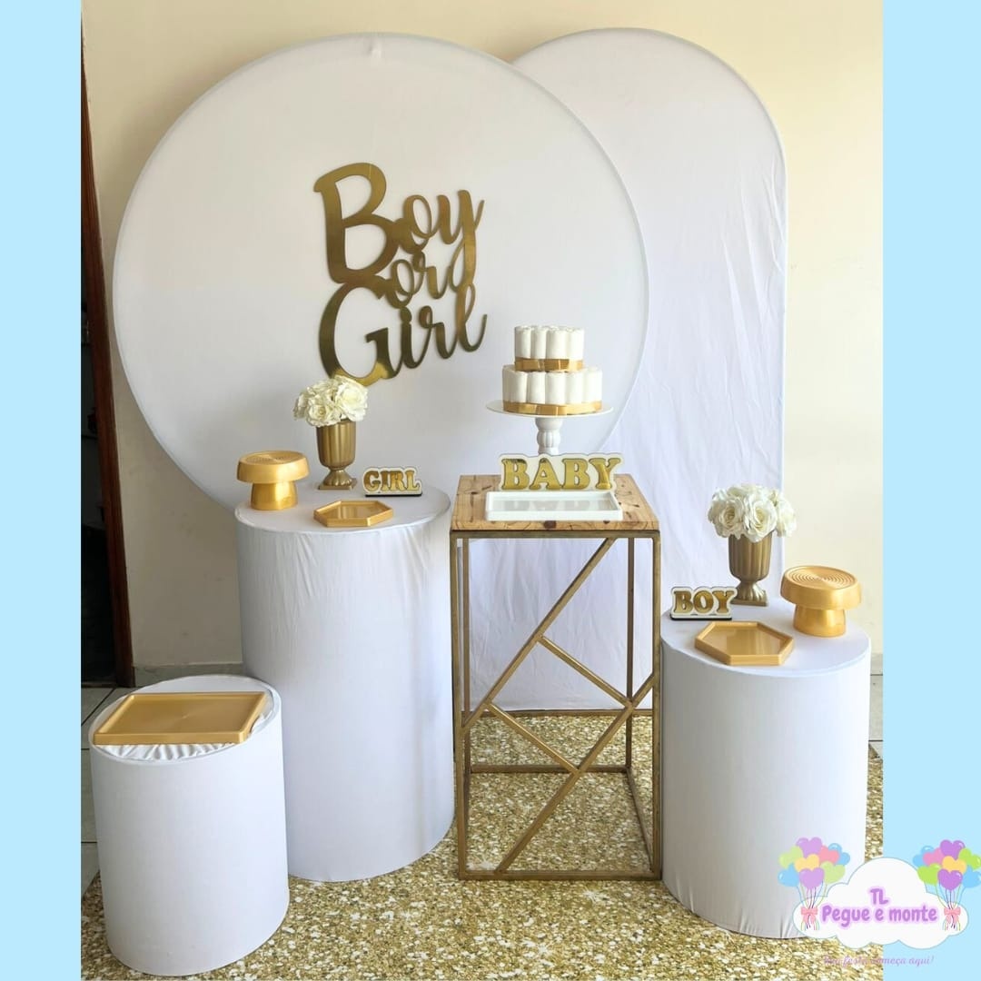 B-Kit Diamante Chá Revelação Boy E Girl Branco - Tl pegue e monte 