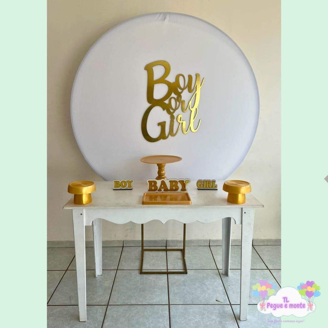 E-Kit Basico Chá Revelação Boy E Girl Branco - Tl pegue e monte 