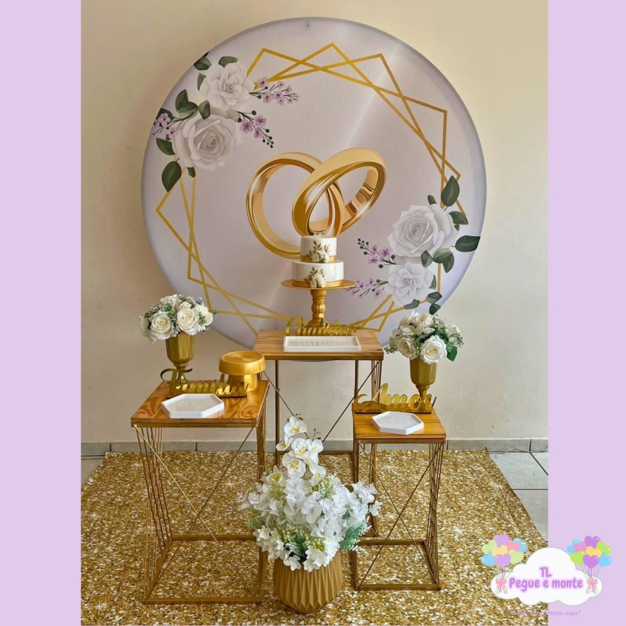 D-Kit Prata Mesa Casamento Alianças - Tl pegue e monte 
