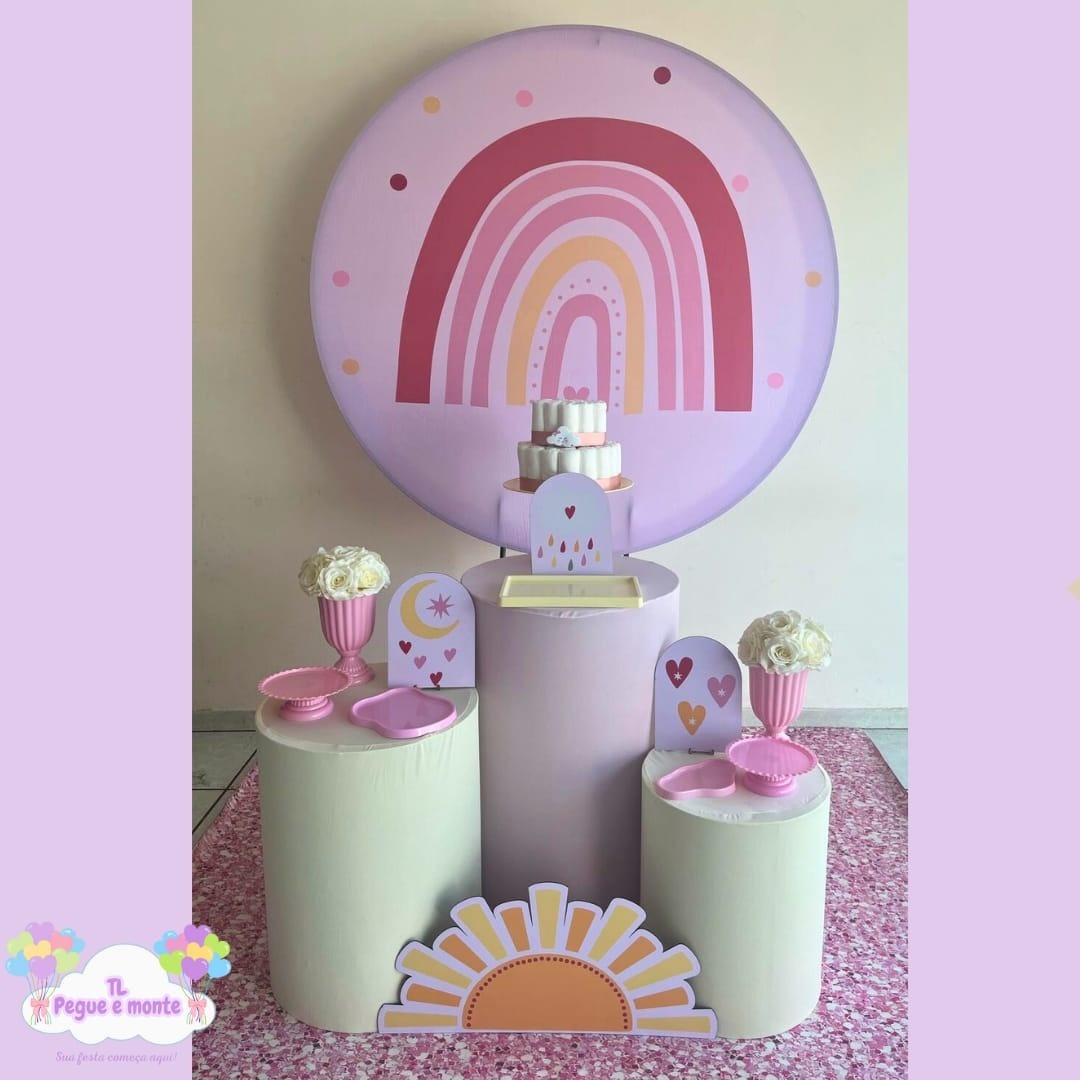 D-Kit Prata Cilindro Arco Iris Boho - Tl pegue e monte 