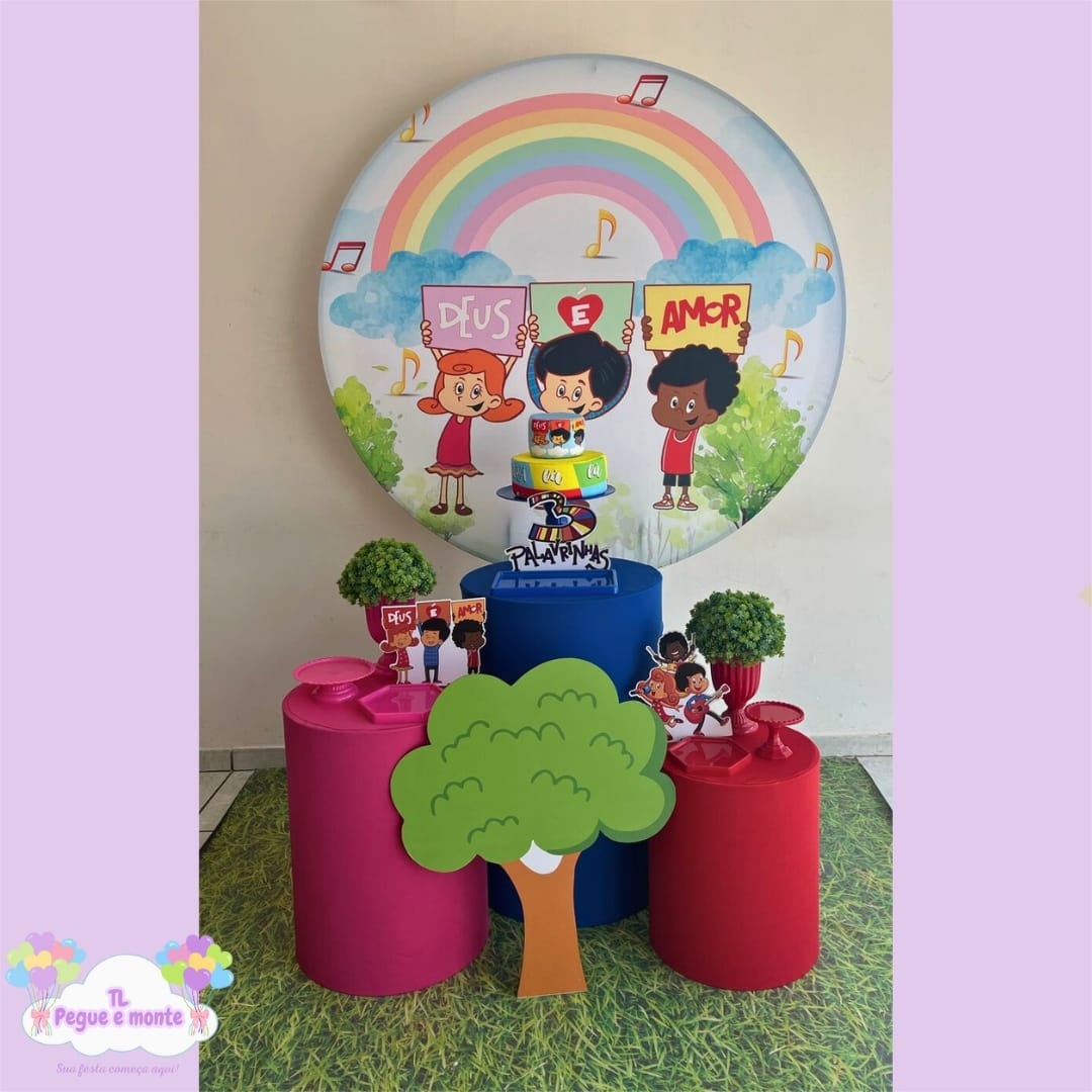 D-Kit Prata Cilindro 3 Palavrinhas Arco Iris - Tl pegue e monte 
