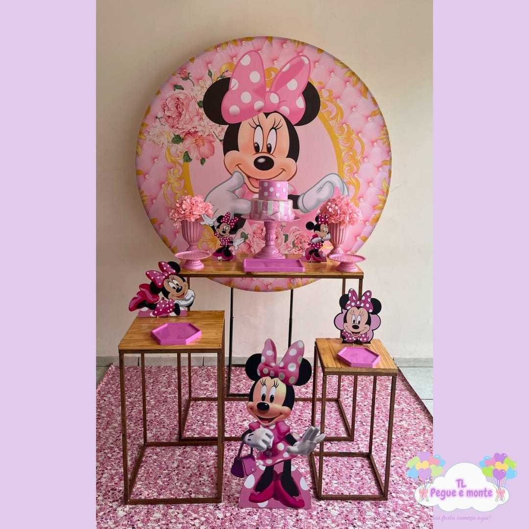 D-Kit Prata Mesa Minnie Rosa - Tl pegue e monte 