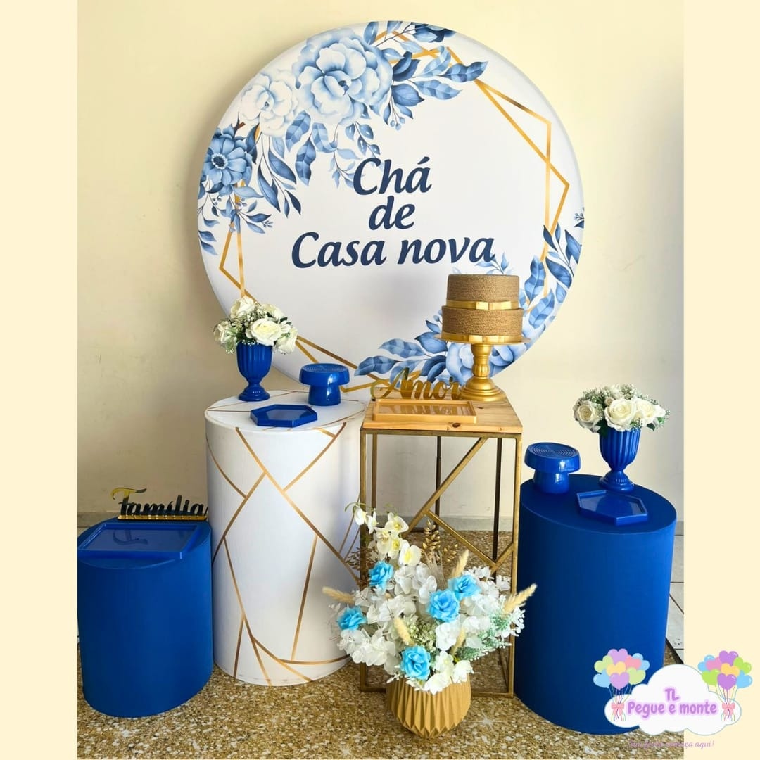 C-Kit Ouro Chá de Casa Nova Azul  - Tl pegue e monte 