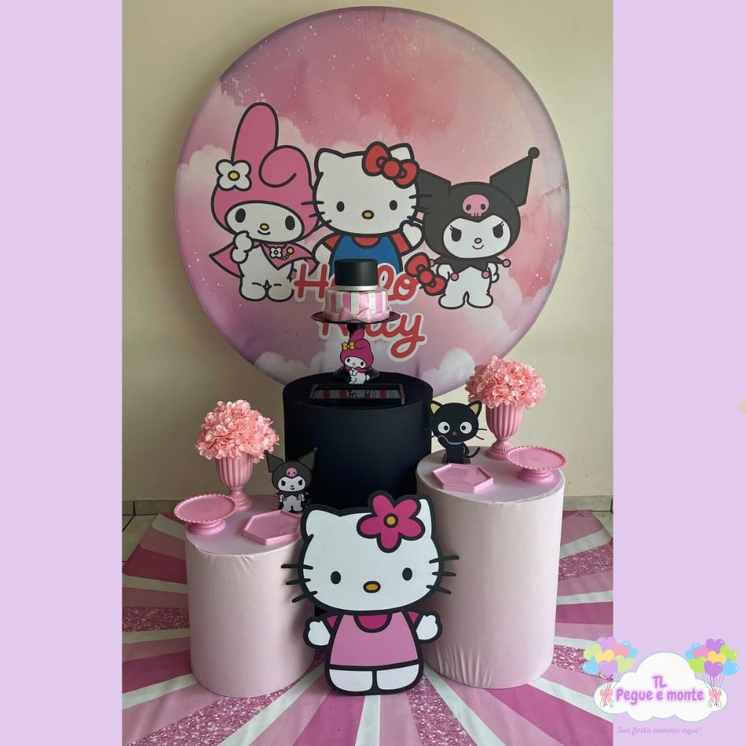 D-Kit Prata Cilindro Hello Kitty  - Tl pegue e monte 