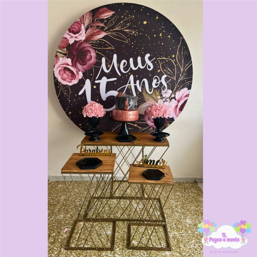 D-Kit Prata Mesa Meus 15 Anos - Tl pegue e monte 