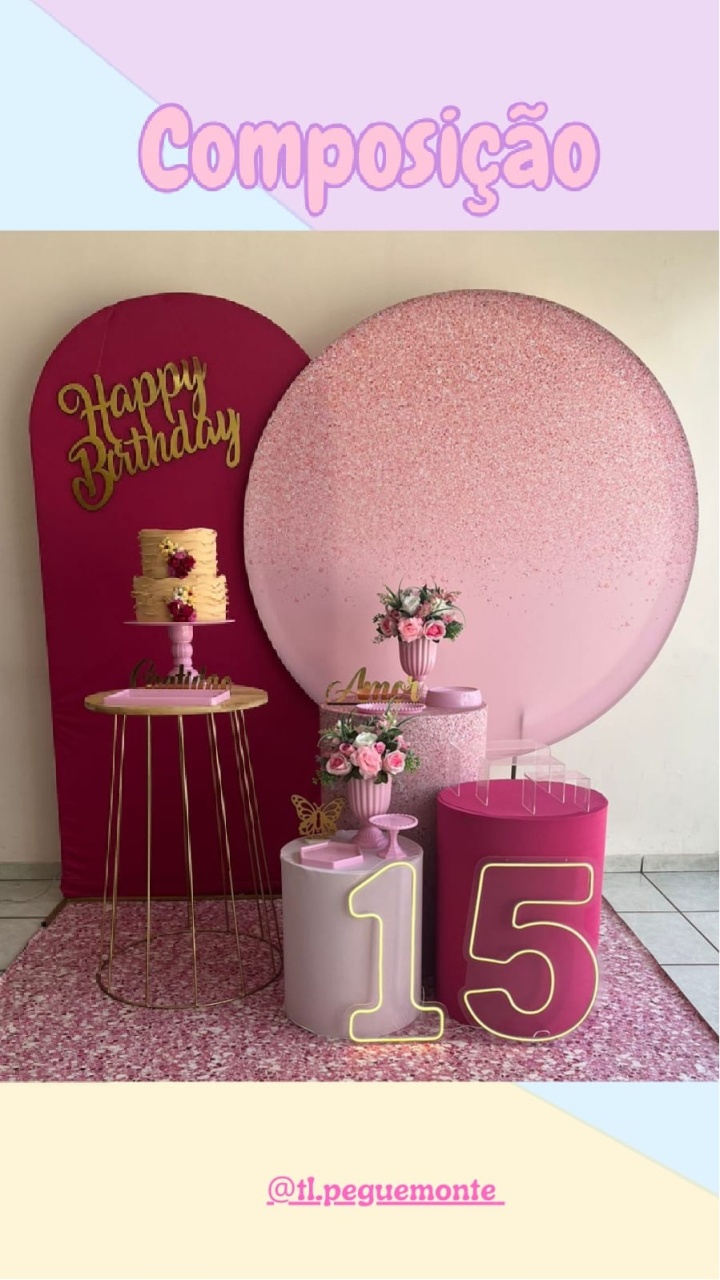 A-Composição Rosa Glitter   - Tl pegue e monte 