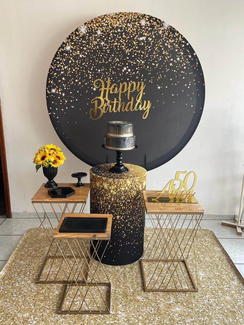 A-Composição Preto Com Glitter Dourado Simples - Tl pegue e monte 