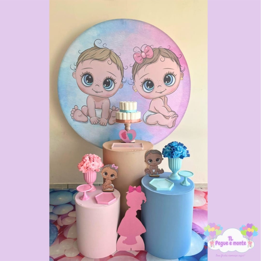 D-Kit Prata Cilindro Chá Revelação Babys - Tl pegue e monte 