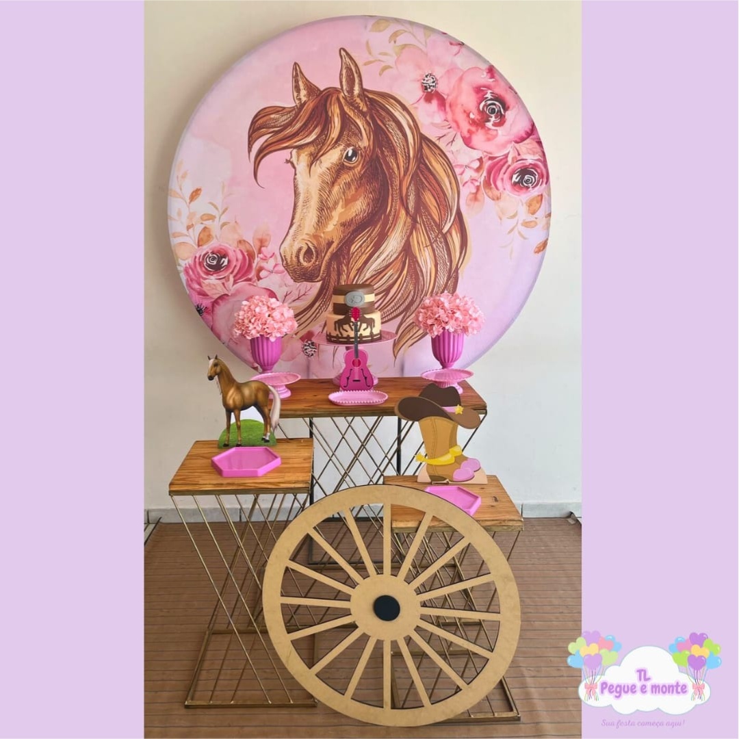 D-Kit Prata Mesa Cavalo Rosa - Tl pegue e monte 