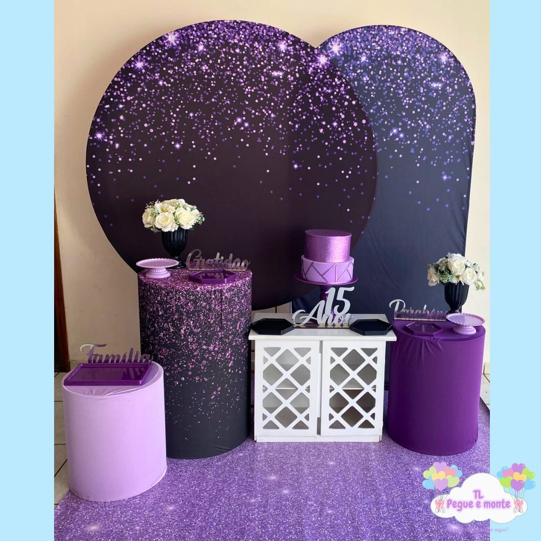 B-Kit Diamante Preto Com Glitter Roxo  - Tl pegue e monte 