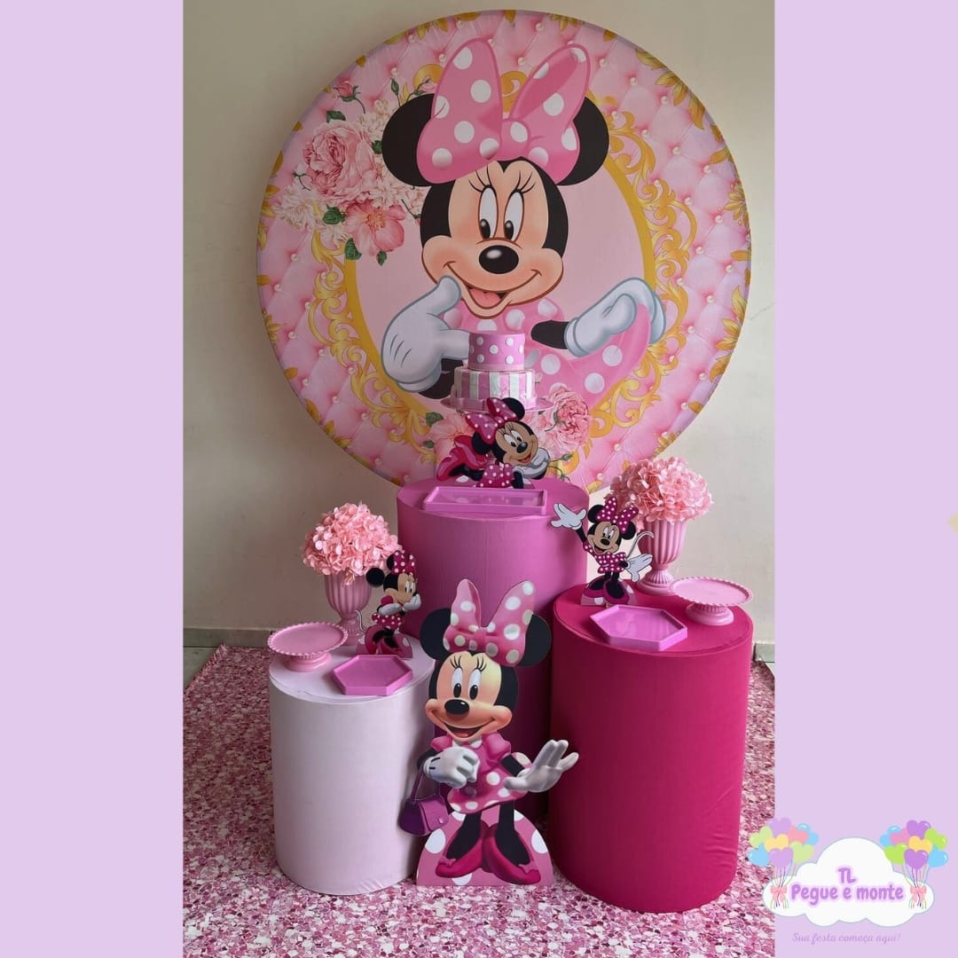 D-Kit Prata Cilindro Minnie Rosa  - Tl pegue e monte 