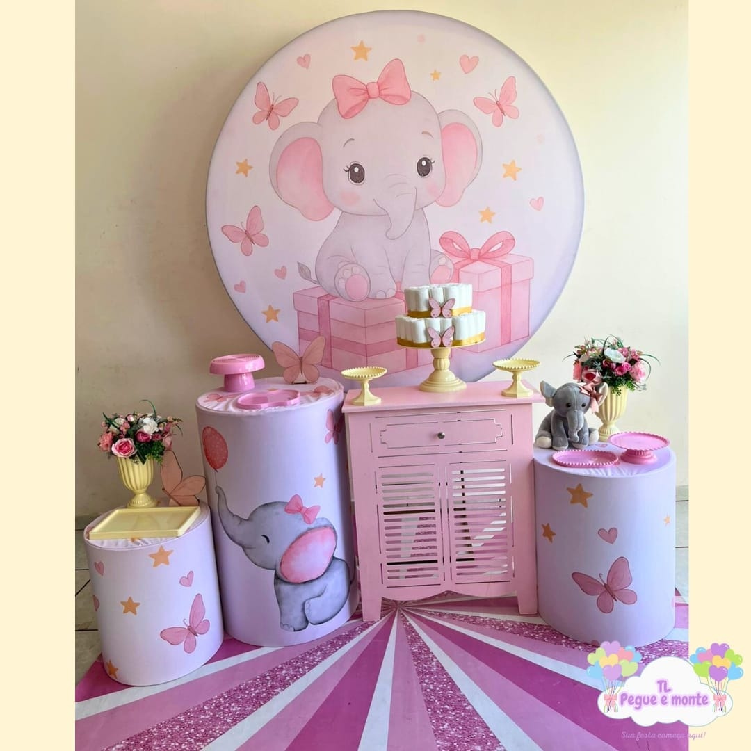 C-Kit Ouro Elefantinha Rosa - Tl pegue e monte 