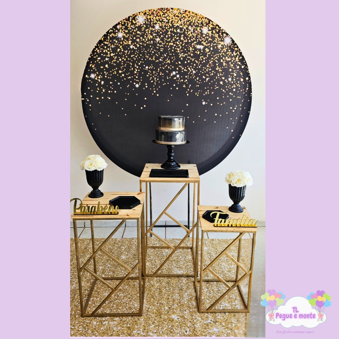 D-Kit Prata Preto Com Glitter Dourado - Tl pegue e monte 