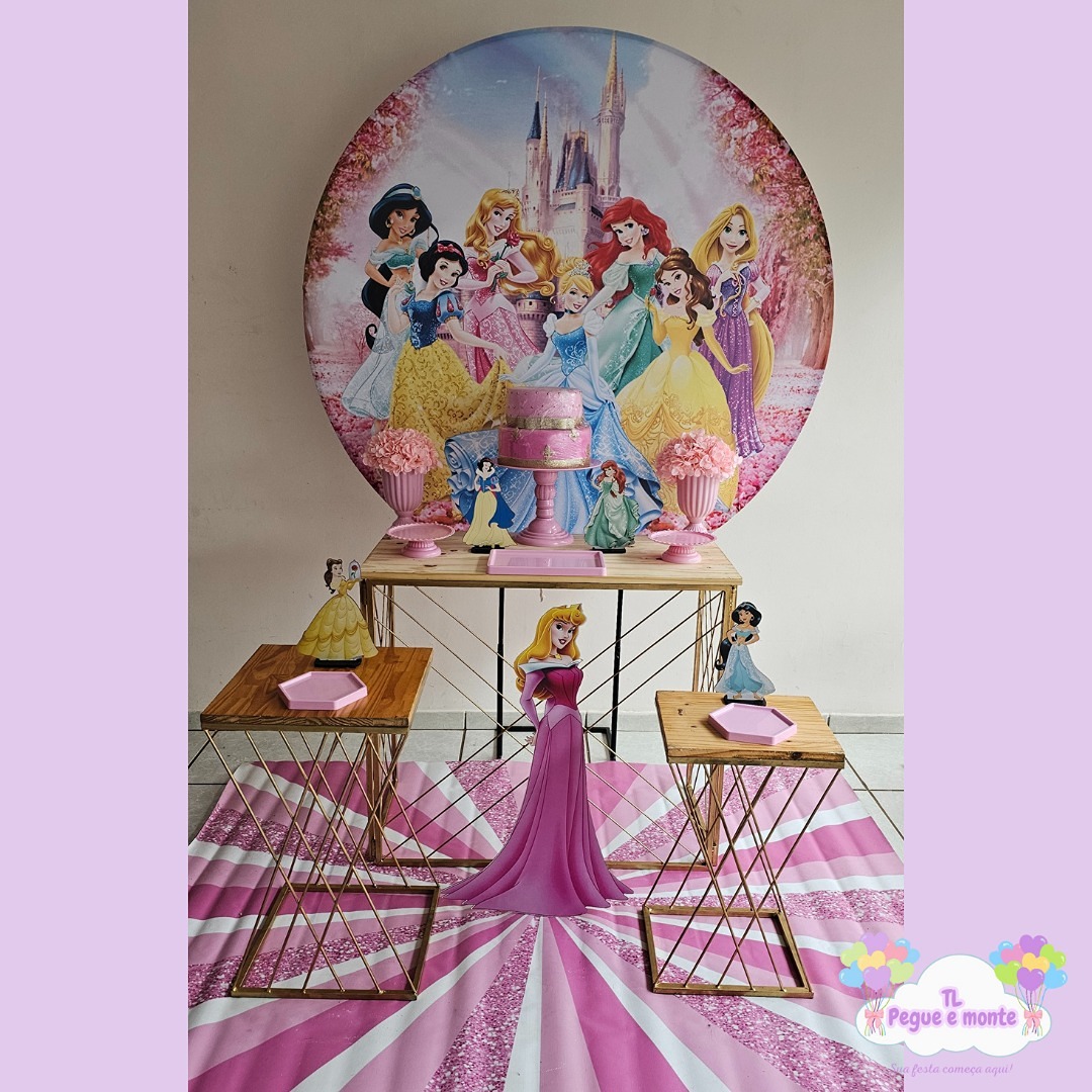 D-Kit Prata Mesa Princesas Castelo - Tl pegue e monte 