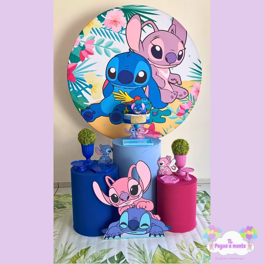 D-Kit Prata Cilindro Stitch E Angel - Tl pegue e monte 