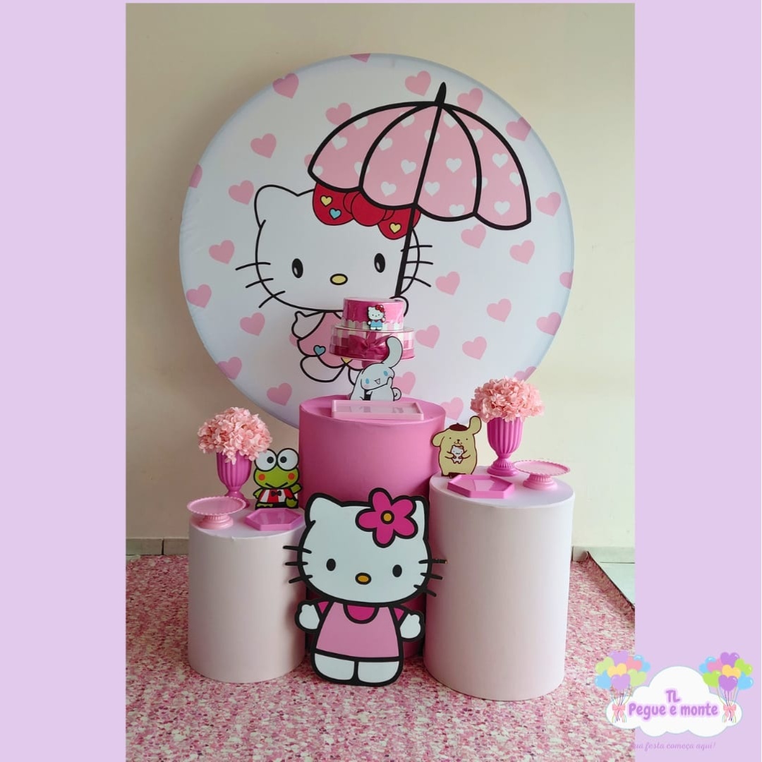 D-Kit Prata Cilindro Hello Kitty Guarda Chuva - Tl pegue e monte 