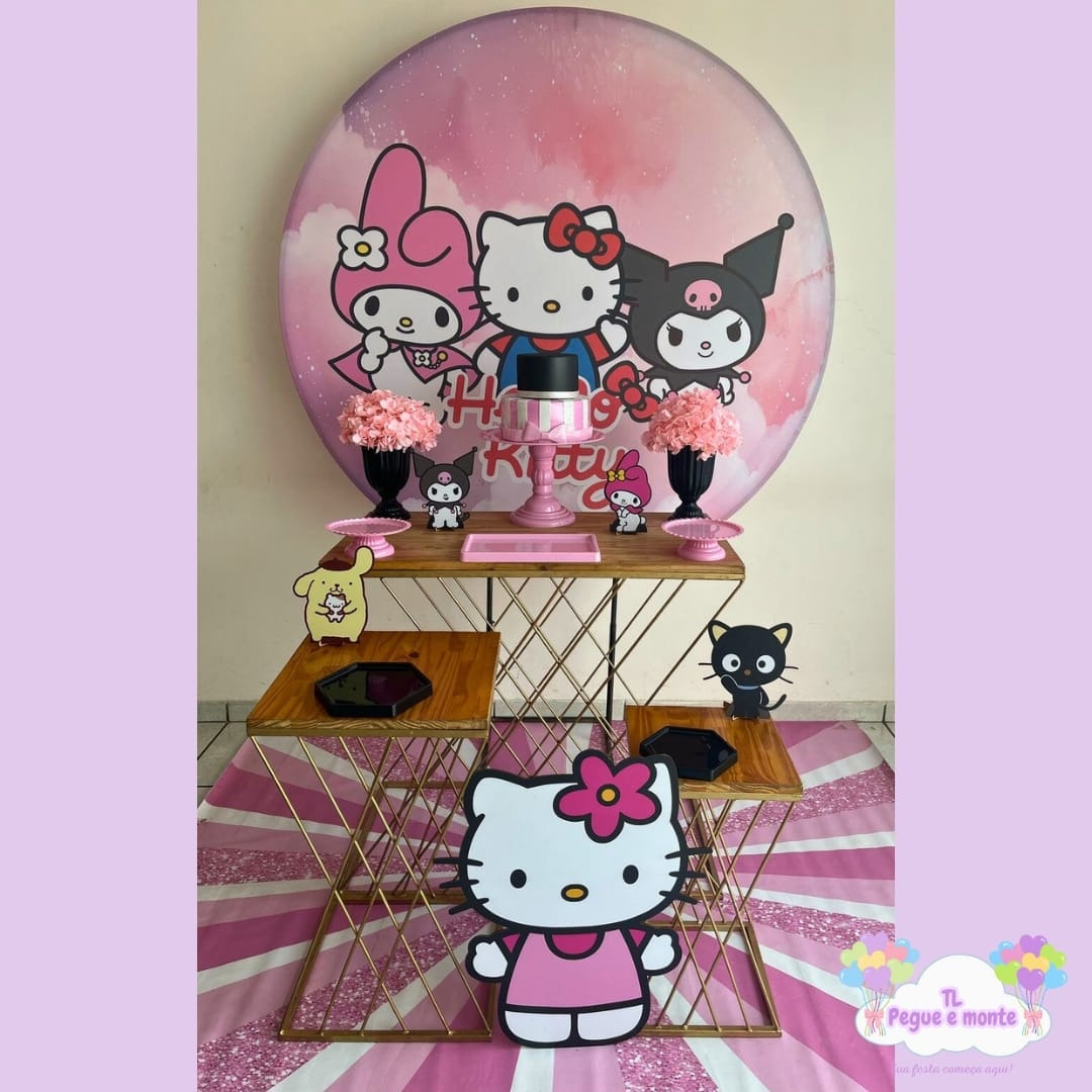 D-Kit Prata Mesa Hello Kitty  - Tl pegue e monte 