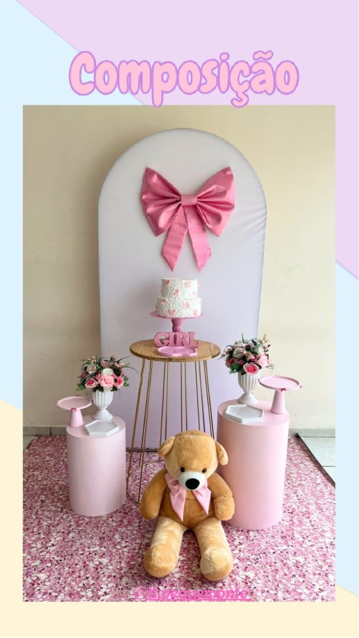 A- Composição Laço Rosa Infantil - Tl pegue e monte 