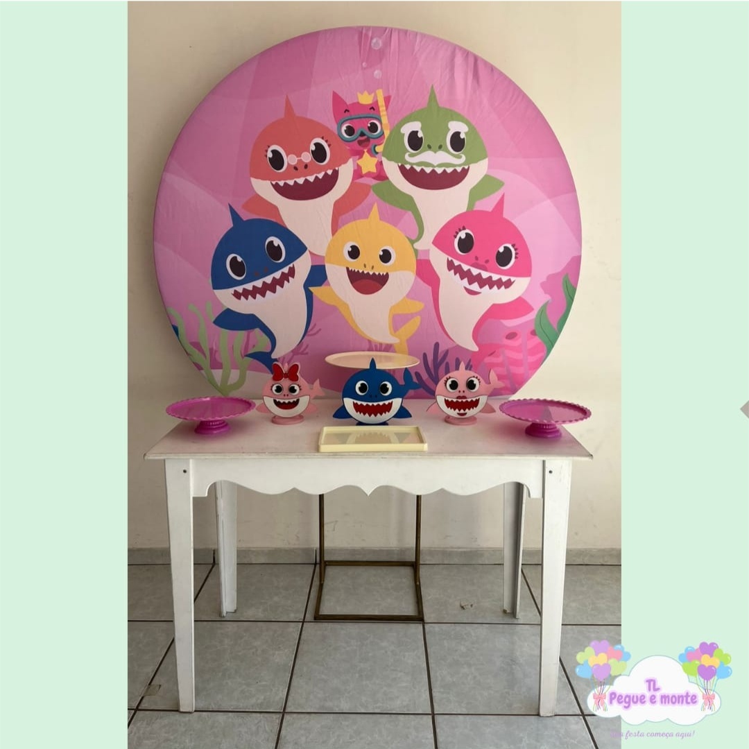 E-Kit Basico Baby Shark Rosa - Tl pegue e monte 
