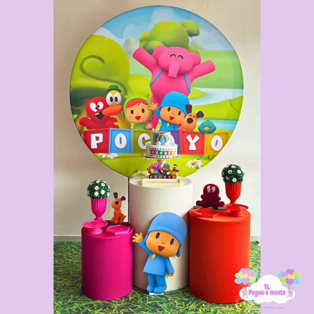 D-Kit Prata Cilindro Pocoyo Rosa - Tl pegue e monte 