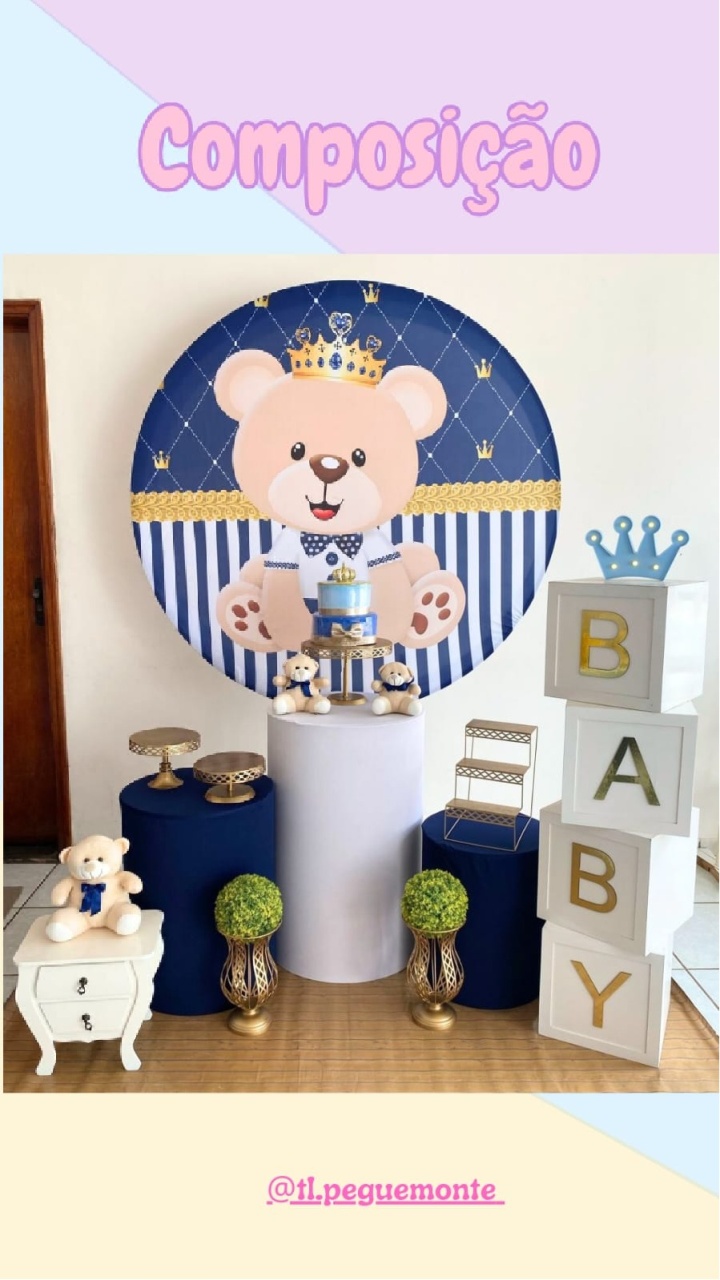 A-Composição Urso Realeza Cilindro - Tl pegue e monte 