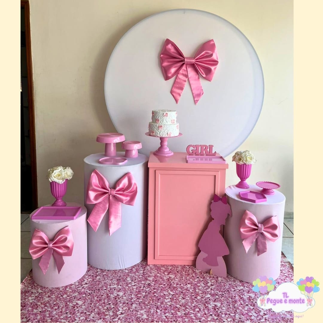 C-Kit Ouro Laço Rosa Infantil - Tl pegue e monte 