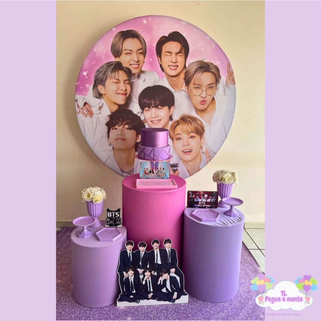 D-Kit Prata Cilindro Bts Rosa - Tl pegue e monte 