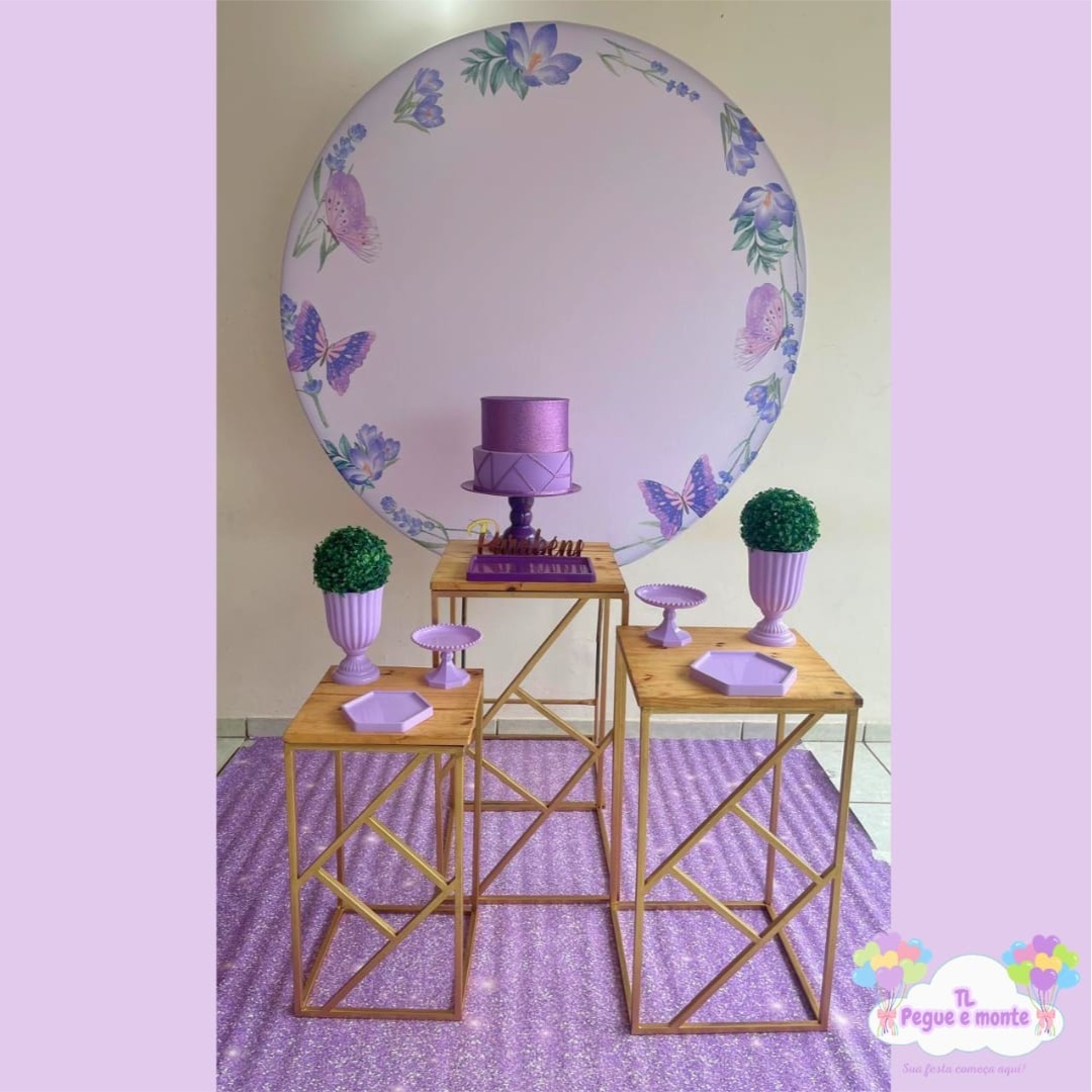 D-Kit Prata Mesa Borboleta Lilas - Tl pegue e monte 