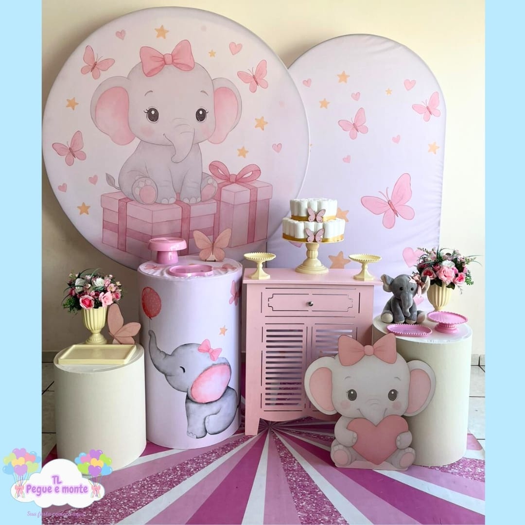 B-Kit Diamante Elefantinha Rosa  - Tl pegue e monte 