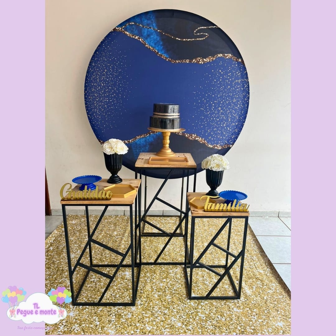 D-Kit Prata Azul Com Preto - Tl pegue e monte 