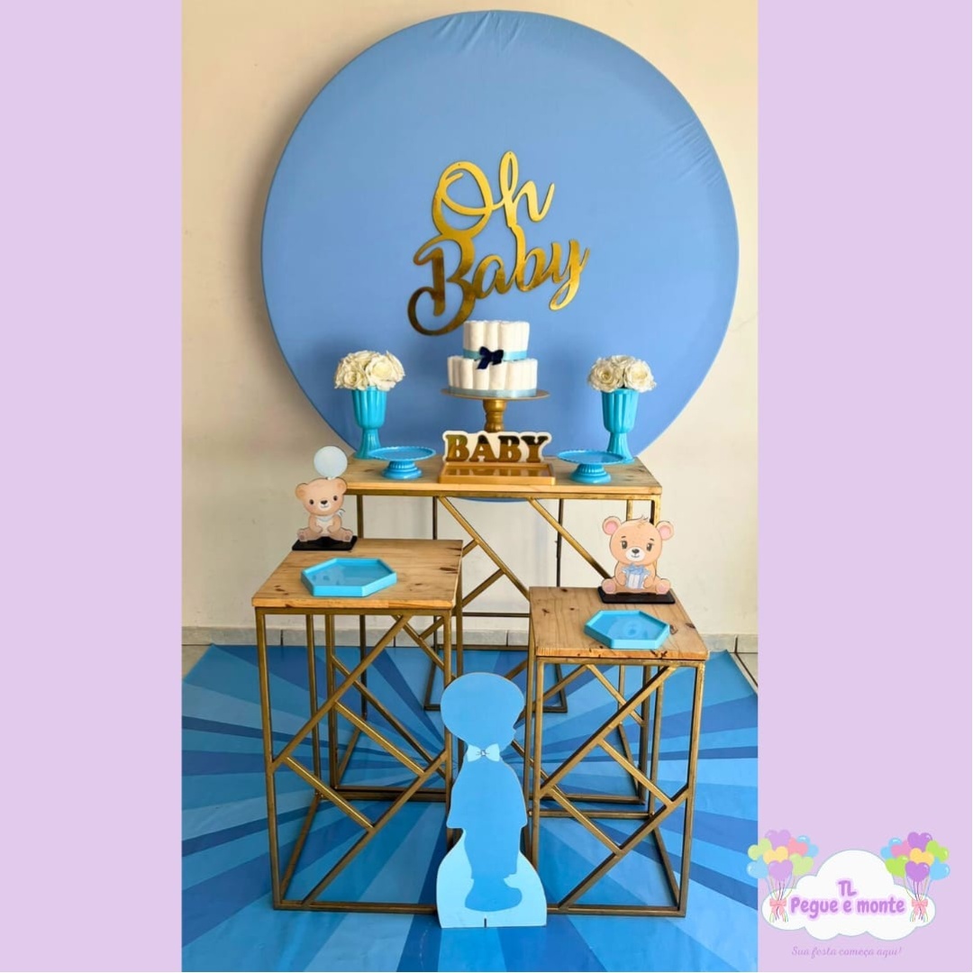 D-Kit Prata Mesa Oh Baby Azul - Tl pegue e monte 