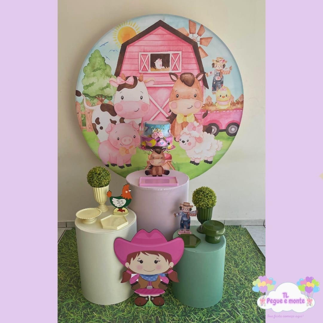 D-Kit Prata Cilindro Fazendinha Menina - Tl pegue e monte 