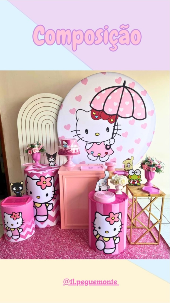 A- Composição Hello Kitty Guarda Chuva - Tl pegue e monte 