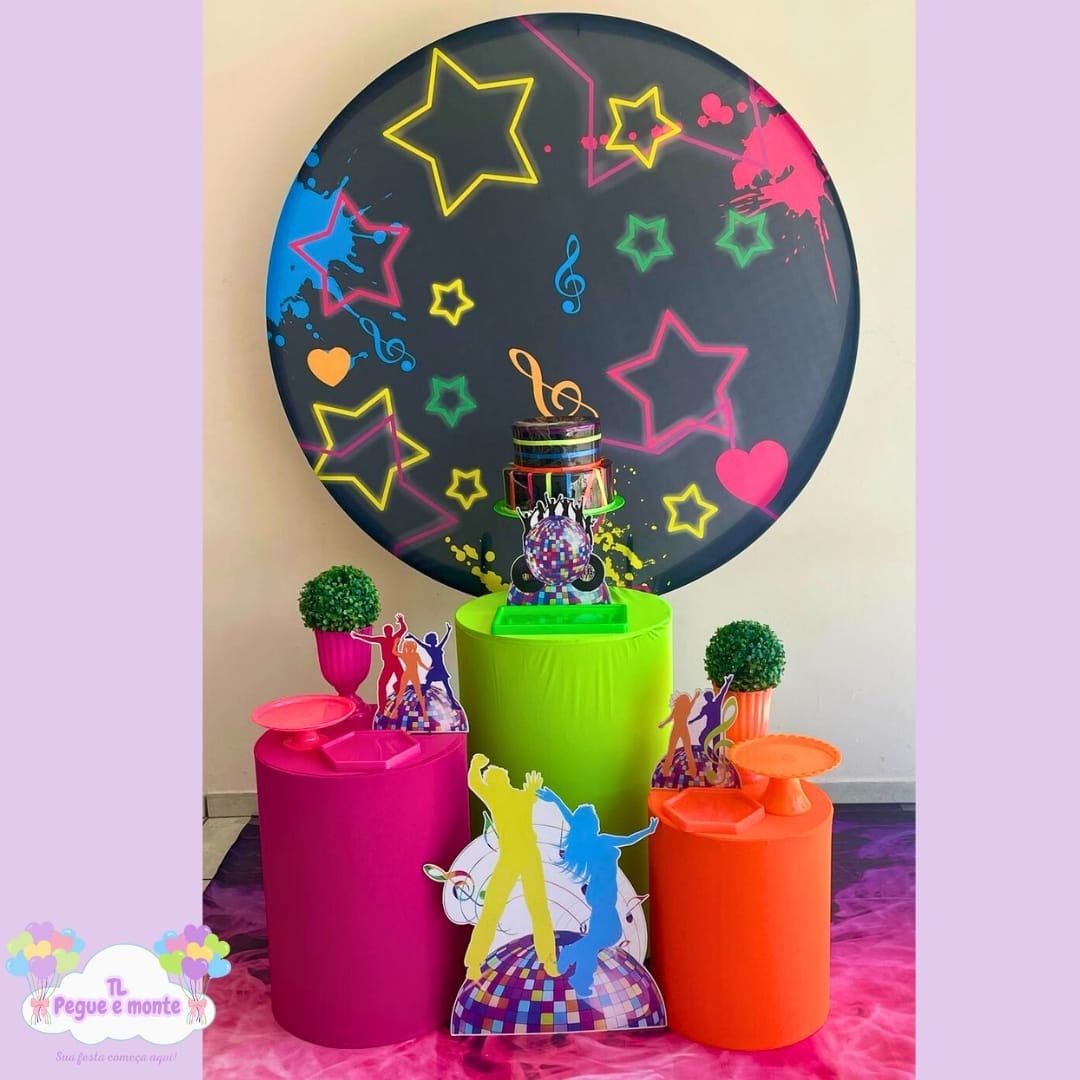 D-Kit Prata Cilindro Neon Estrelas  - Tl pegue e monte 