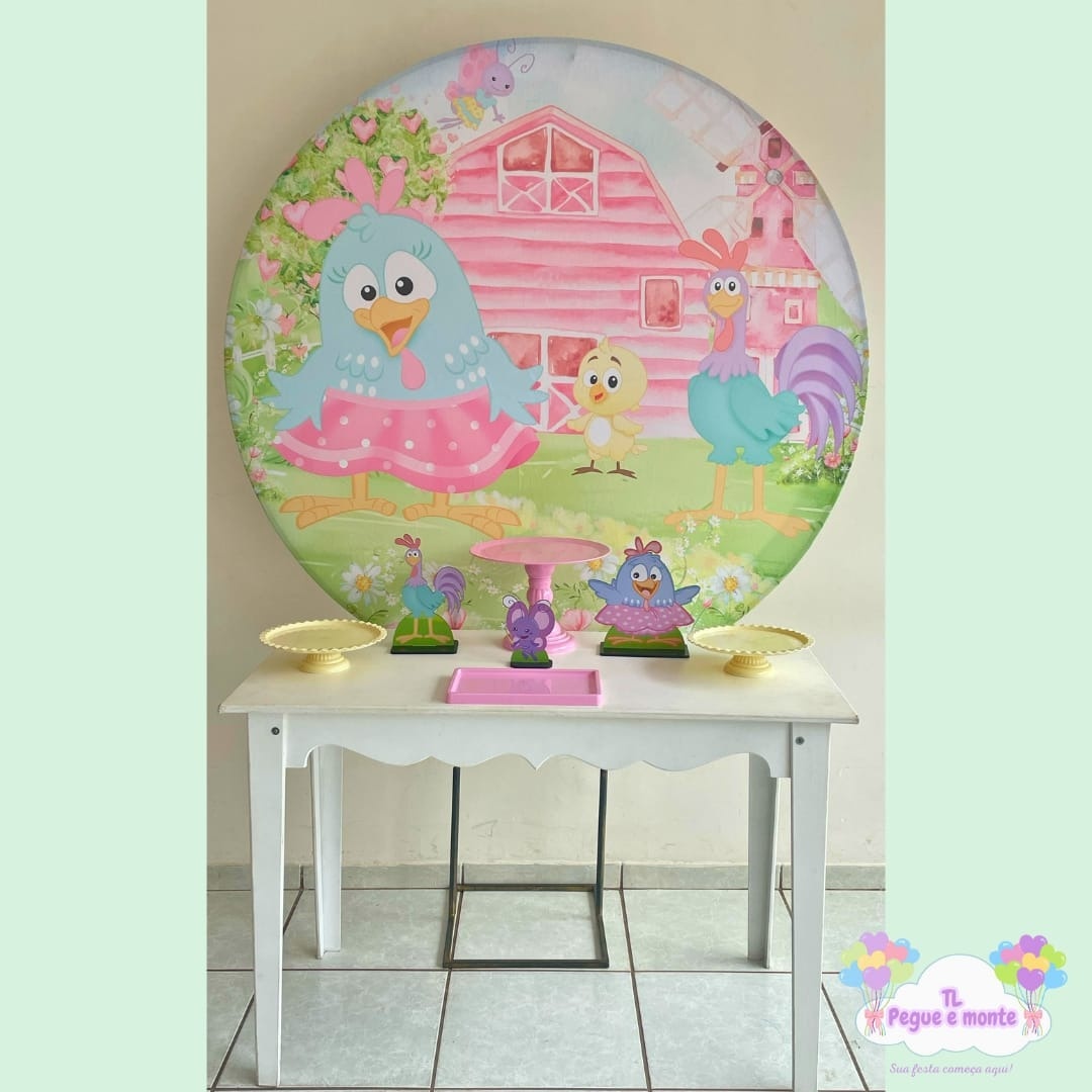 E-Kit Básico Galinha Pintadinha Rosa - Tl pegue e monte 