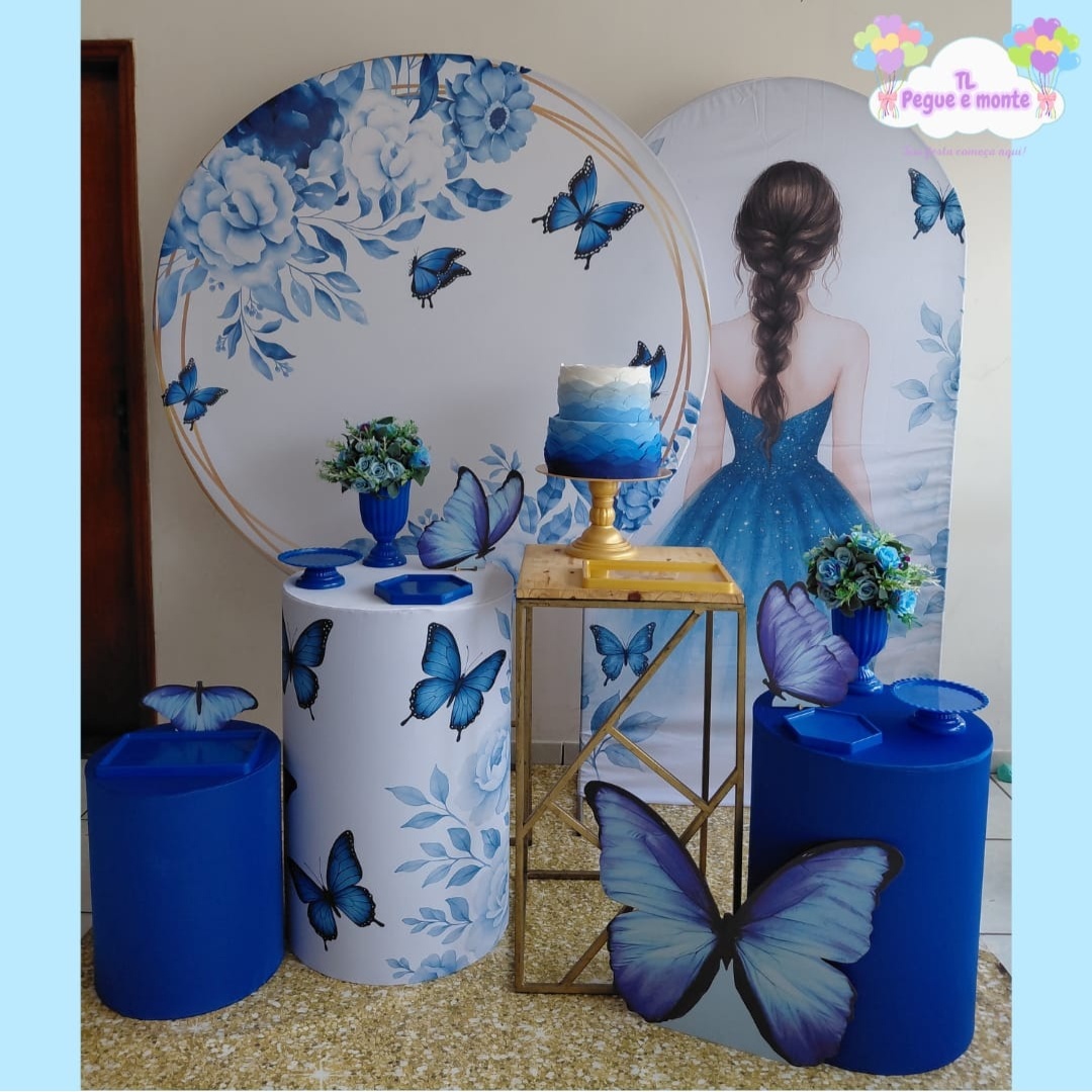 B-Kit Diamante Borboleta Azul Menina - Tl pegue e monte 