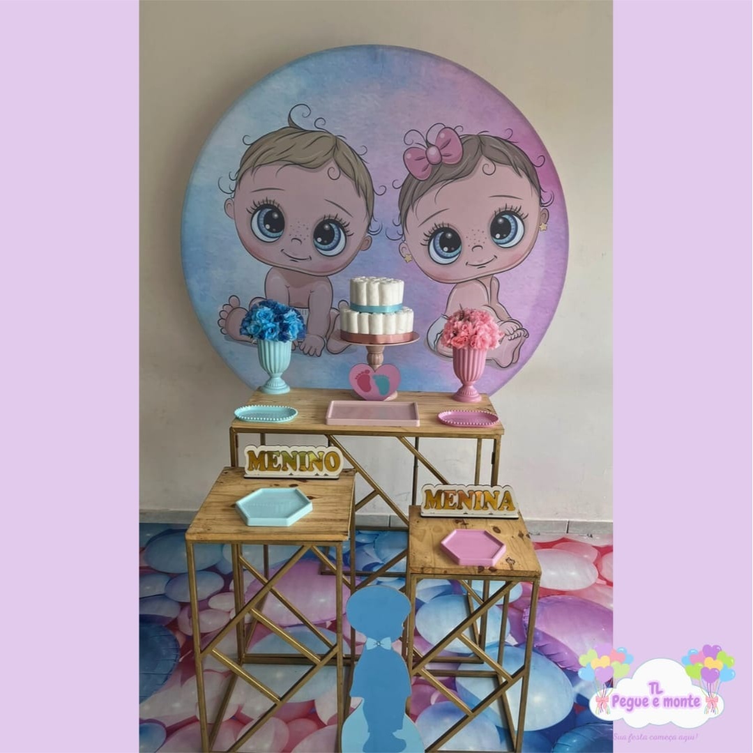D-Kit Prata Mesa Chá Revelação Babys - Tl pegue e monte 