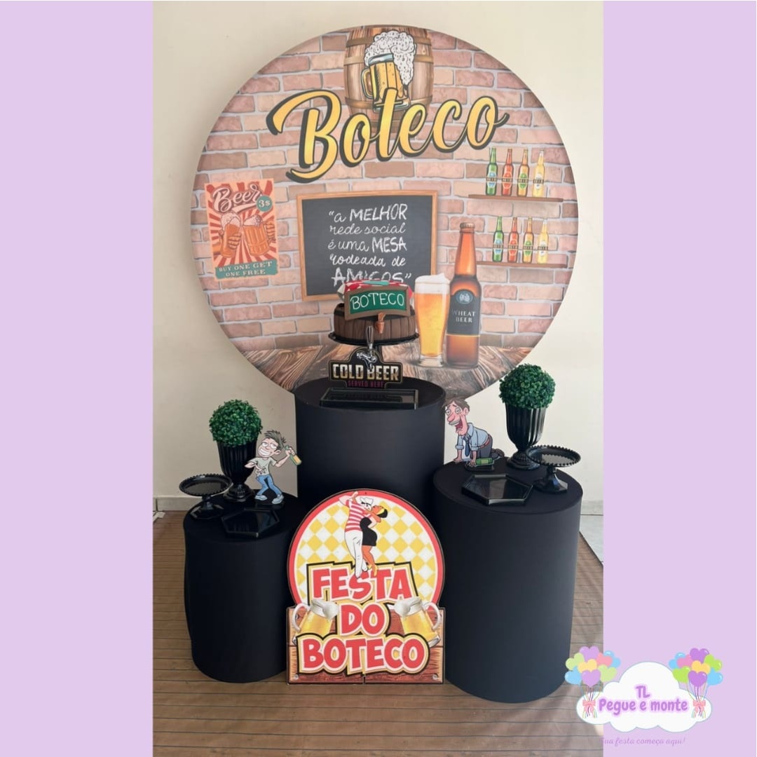 D-Kit Prata Cilindro Boteco Tijolinho - Tl pegue e monte 