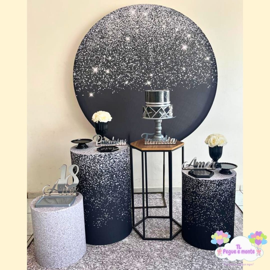 C-Kit Ouro  Preto Com Glitter Prata  - Tl pegue e monte 