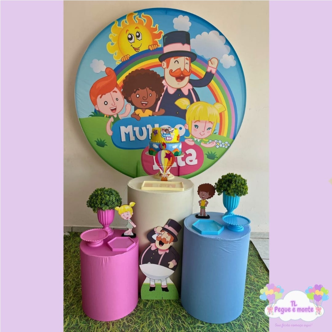 D-Kit Prata Cilindro Mundo Bita Menina - Tl pegue e monte 