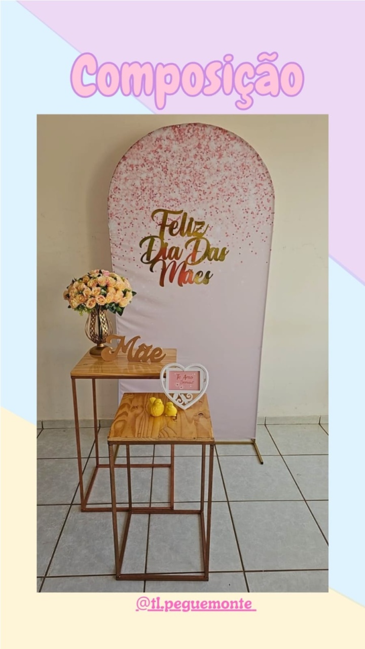 A- Composição Romano Feliz Dia das Mães Rosa Glitter - Tl pegue e monte 