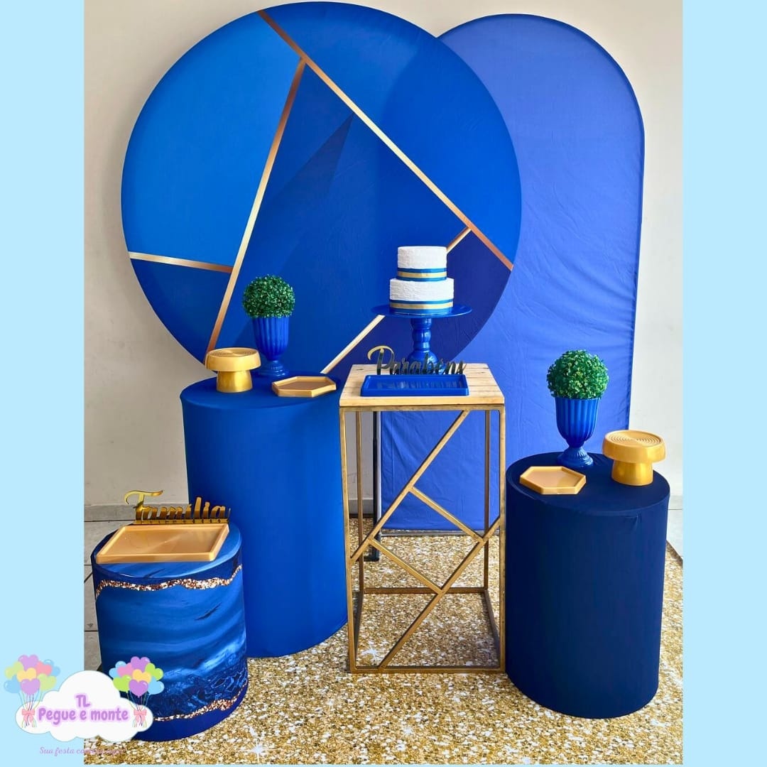 B-Kit Diamante Azul Geometrico Dourado - Tl pegue e monte 