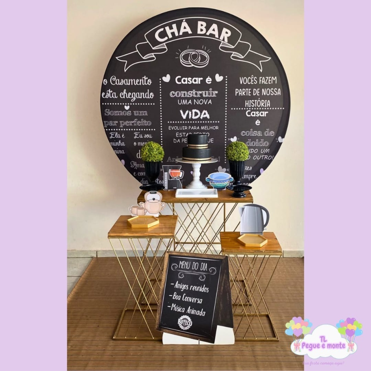 D-Kit Prata Mesa Chá Bar - Tl pegue e monte 