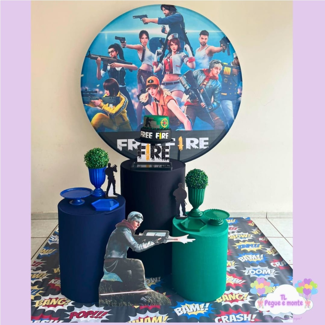 D-Kit Prata Cilindro Free Fire - Tl pegue e monte 
